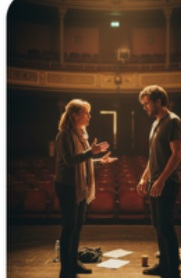 Dos personas ensayando en un escenario